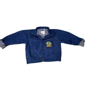 Vintage Packers Baby Denim Jacket Embroidered NFL Logo 12 Months Medium Blue